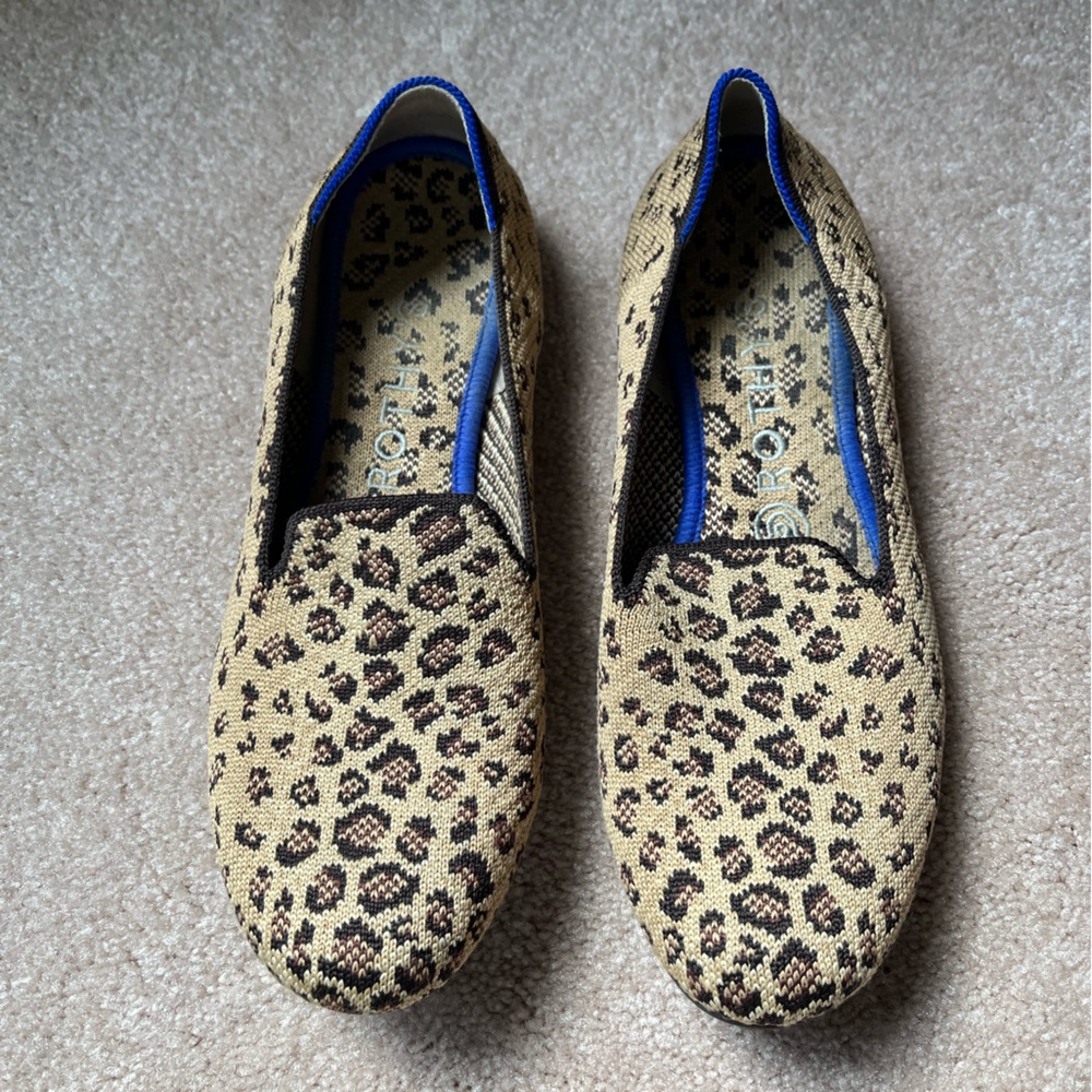 Rothy's Brown Leopard Animal Print Slip On Loafers Flats Shoes Sz. 8 - Picture 2 of 5